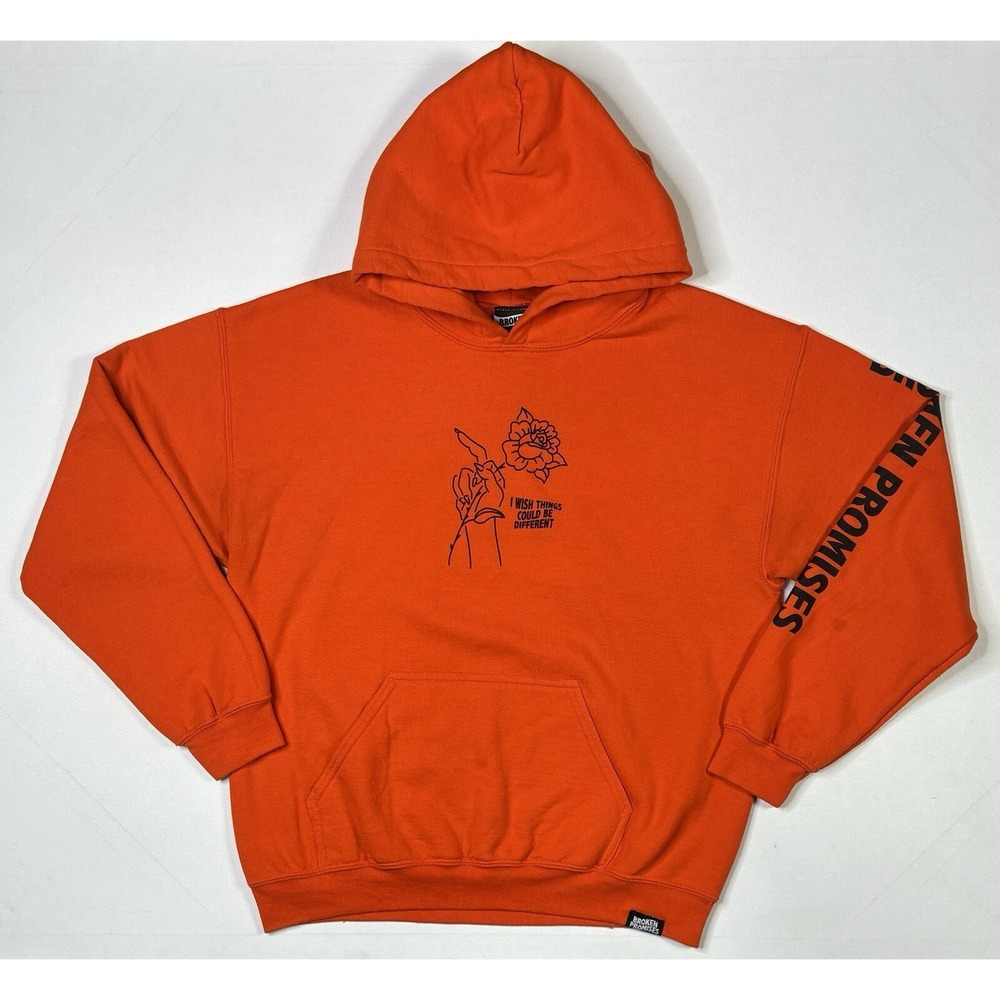 Broken Promises Hoodie Womens Medium Orange Could Be Different Flower Sweatshirt
